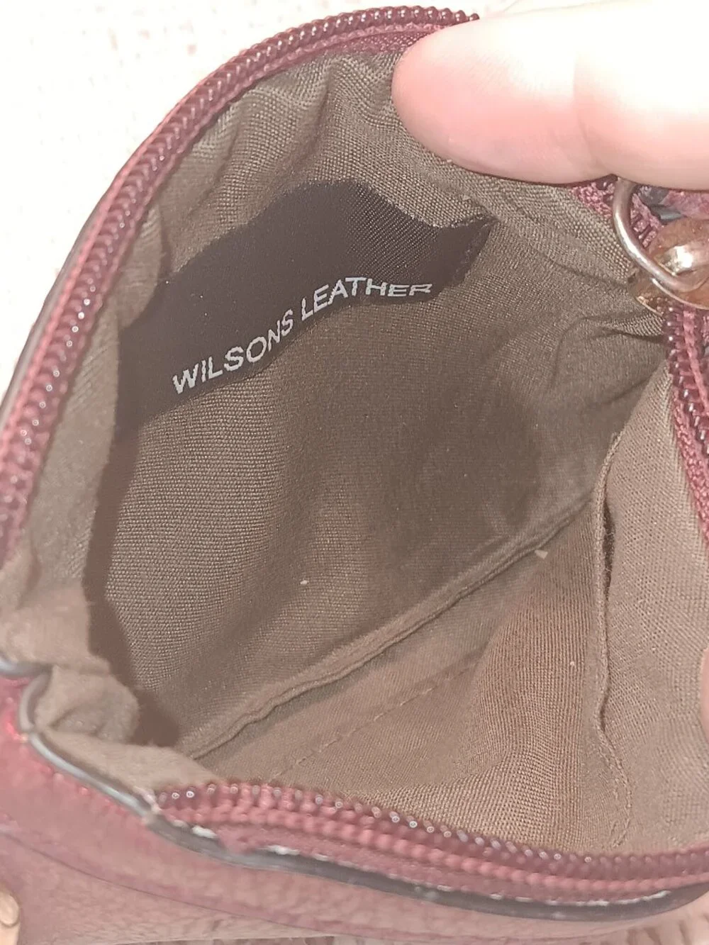 Wilsons Leather Burgundy Cashwrap Distressed Wristlet Coin Purse Clutch